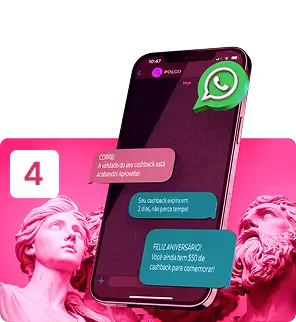 Mais tarde, o cliente estará fora da sua loja e podemos mandar uma mensagem automatizada de bônus para atraí-lo novamente.